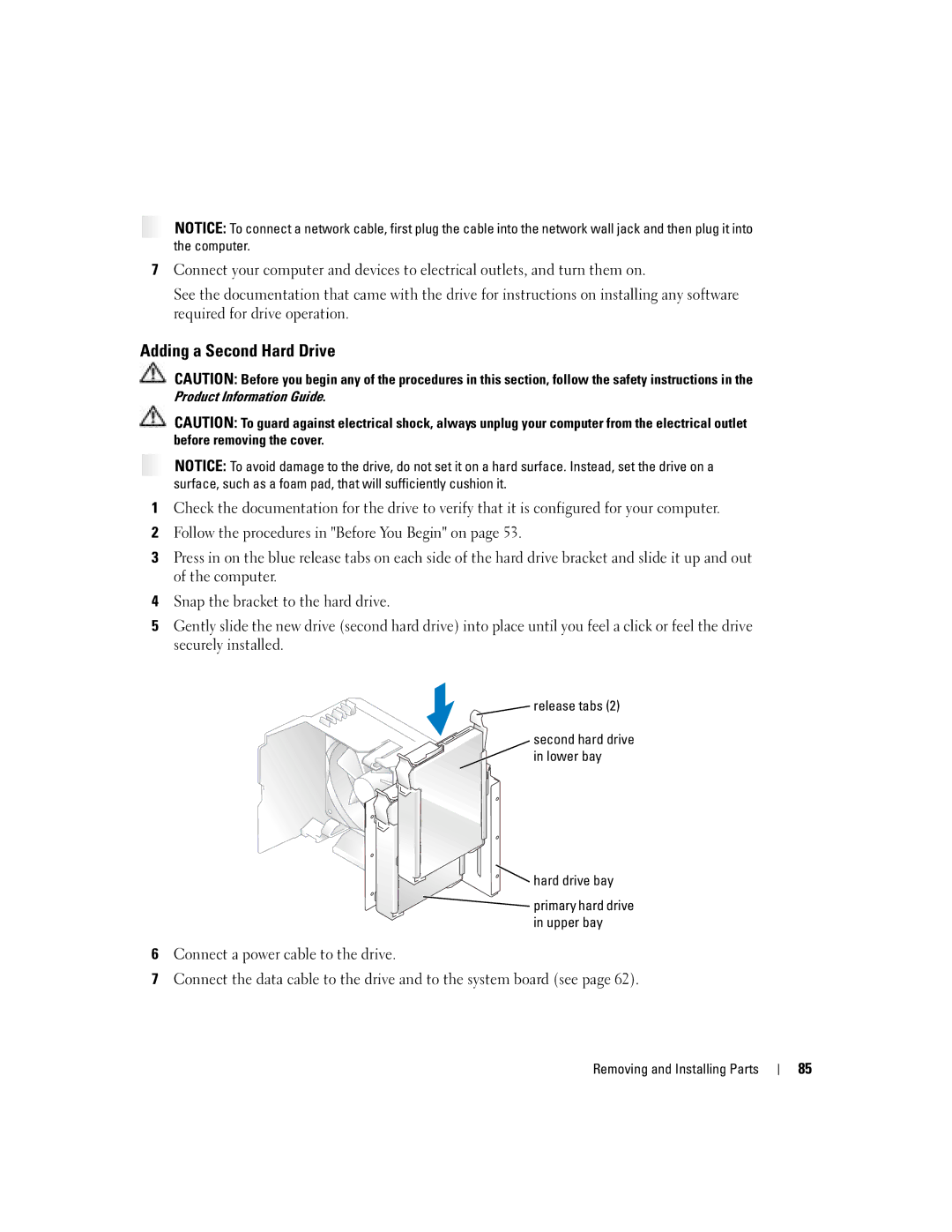 Dell 5100 manual Adding a Second Hard Drive, Hard drive bay 