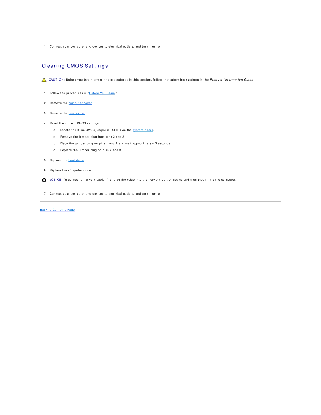 Dell 5100C specifications Clearing Cmos Settings, Remove the computer cover 