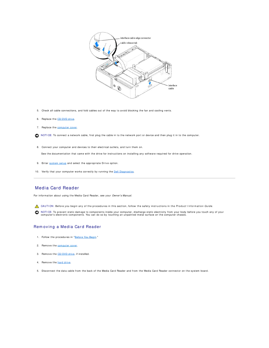 Dell 5100C specifications Removing a Media Card Reader 