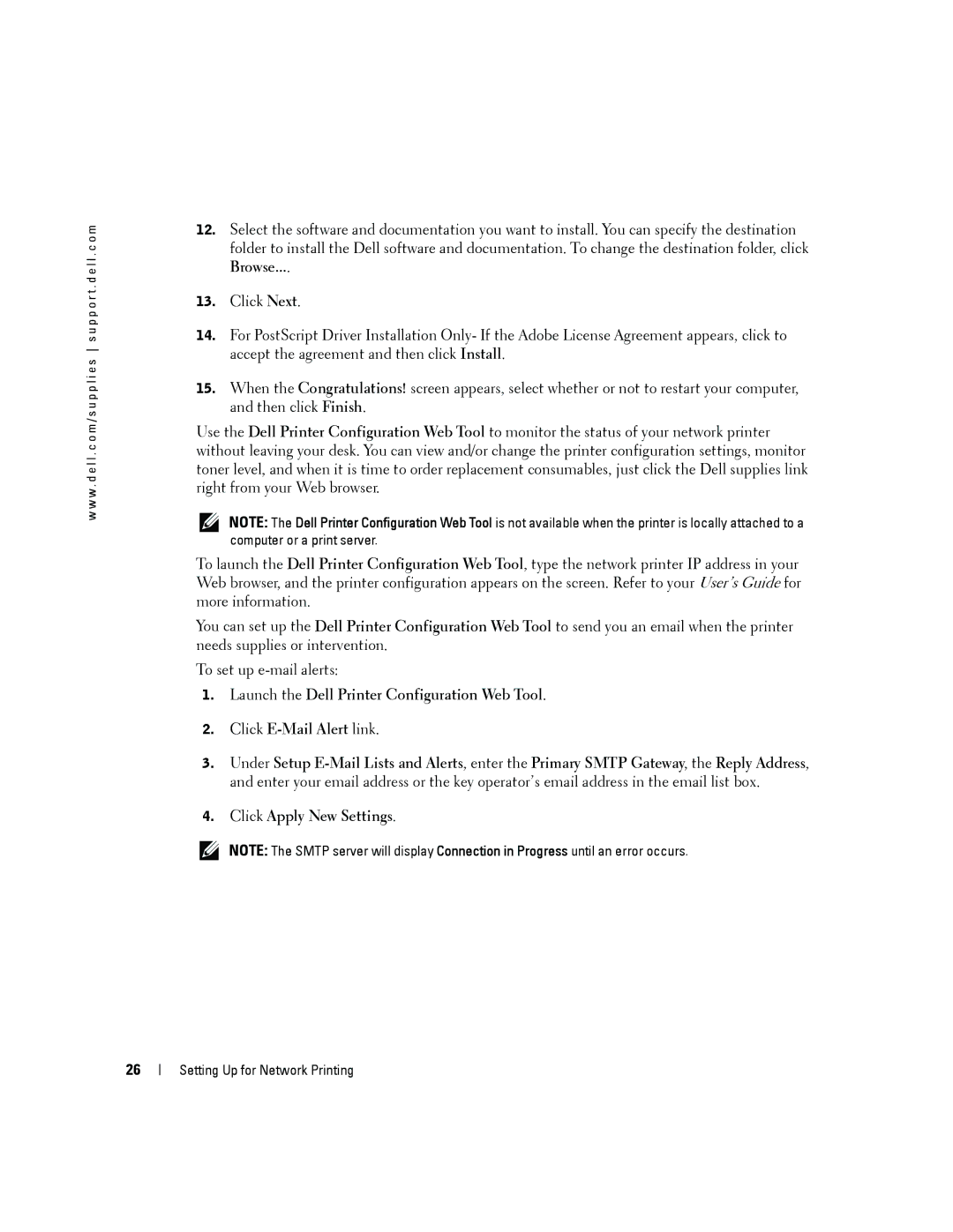 Dell 5100cn owner manual Setting Up for Network Printing 