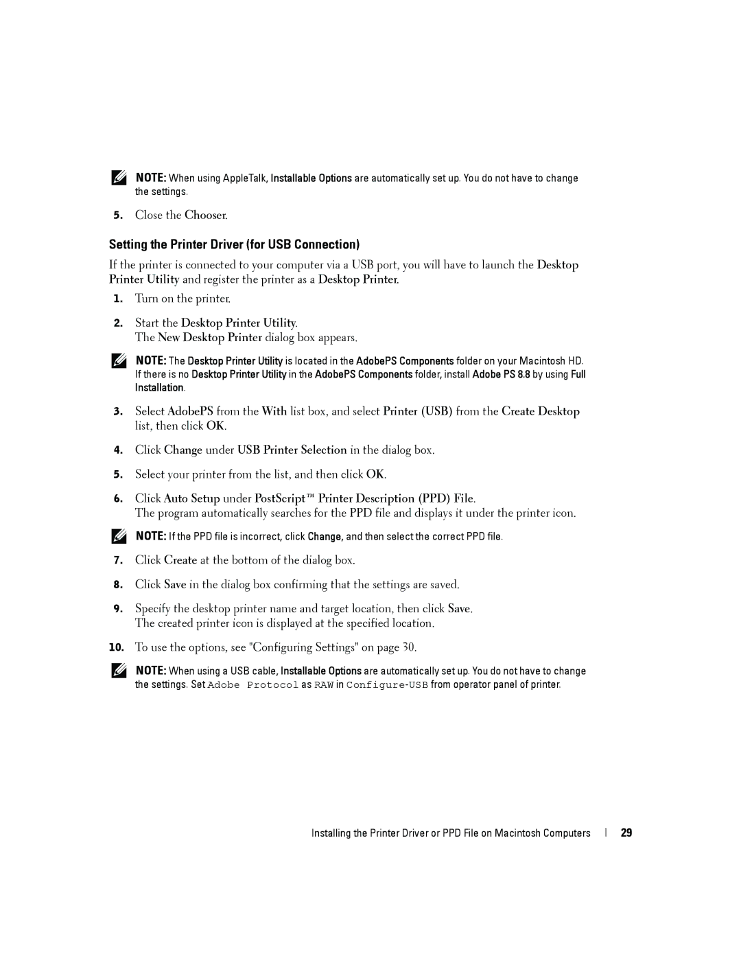 Dell 5100cn owner manual Setting the Printer Driver for USB Connection, Start the Desktop Printer Utility 