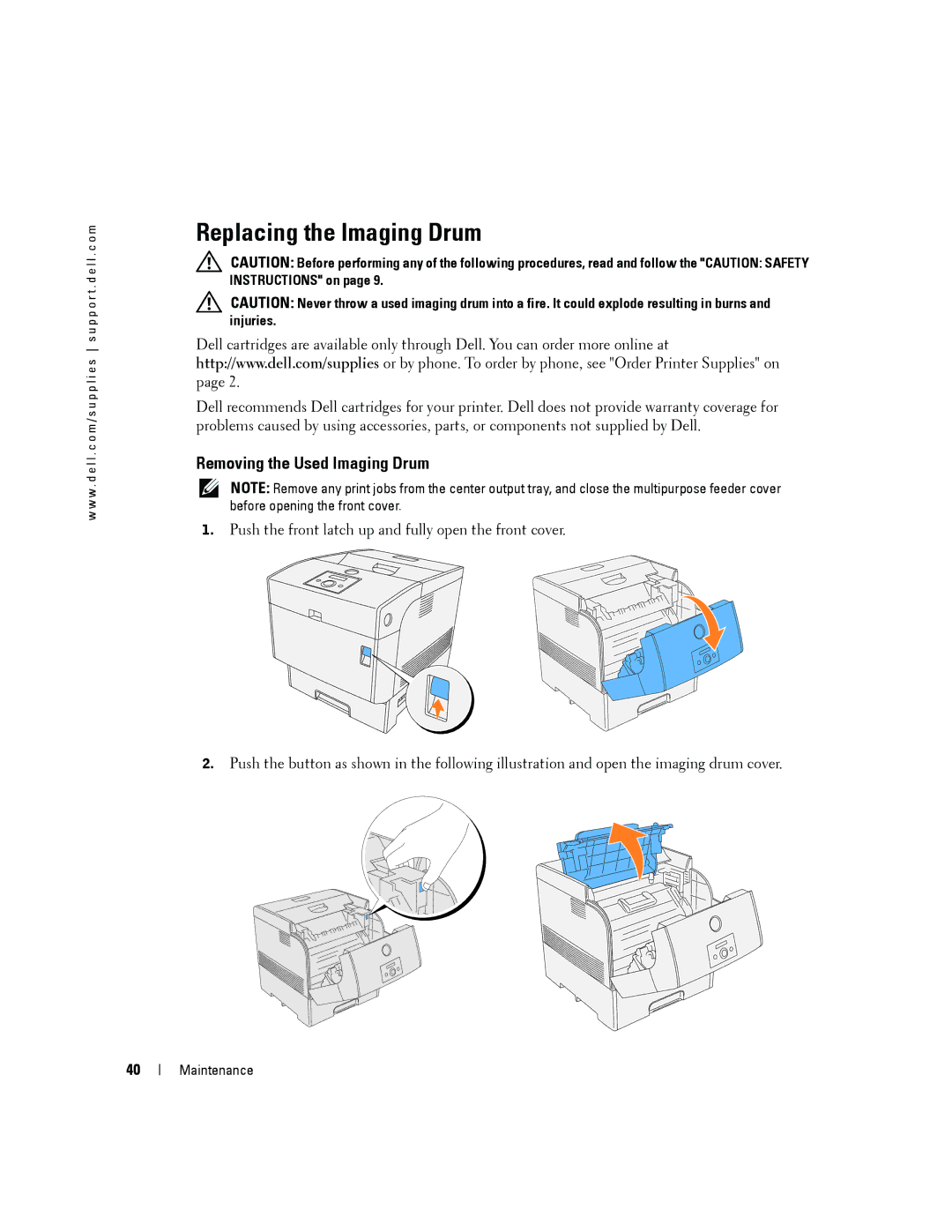 Dell 5100cn owner manual Replacing the Imaging Drum, Removing the Used Imaging Drum 