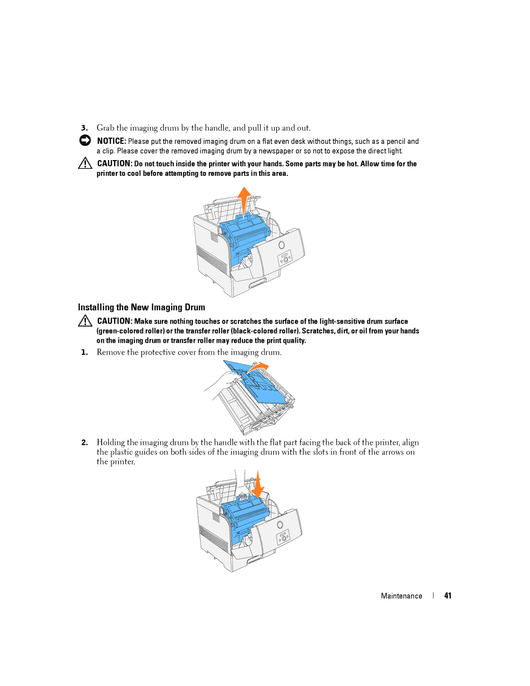 Dell 5100cn owner manual Installing the New Imaging Drum 