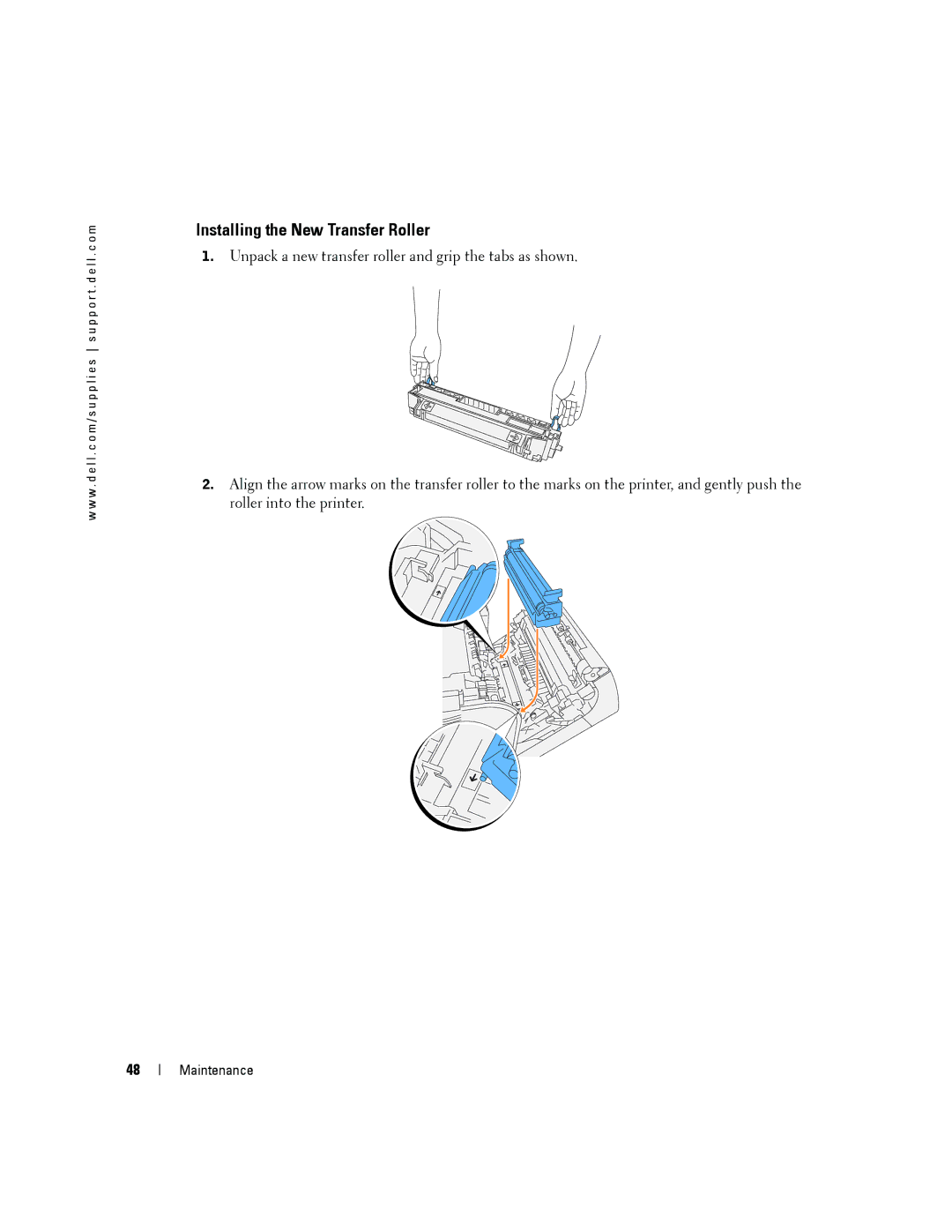 Dell 5100cn owner manual Installing the New Transfer Roller 