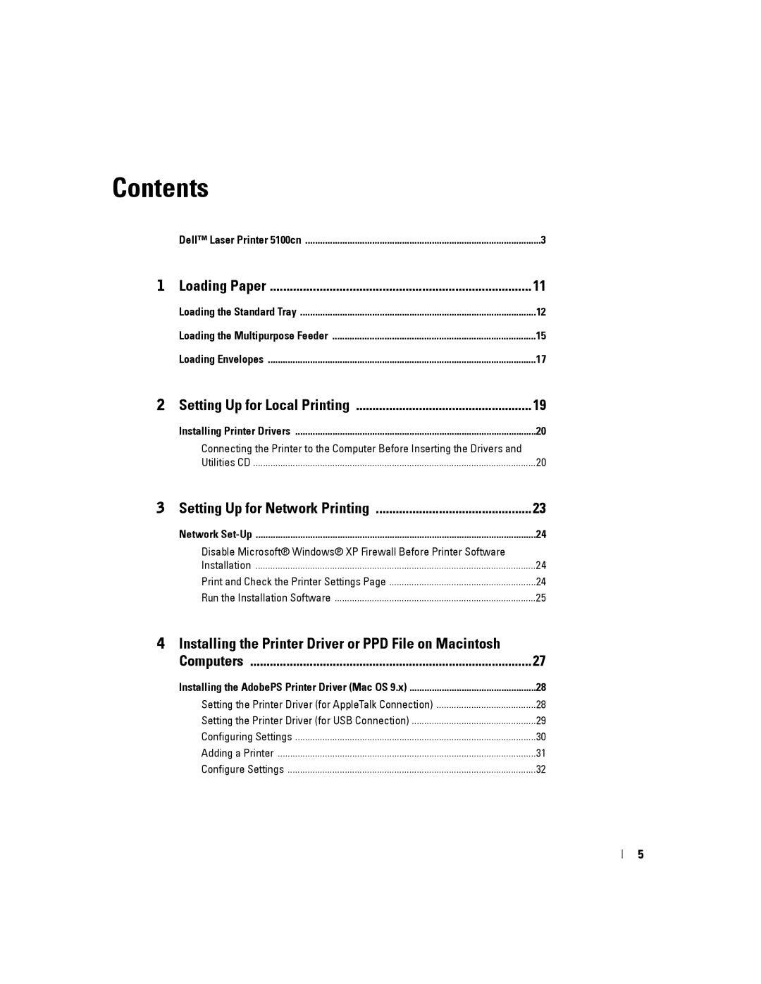 Dell 5100cn owner manual Contents 