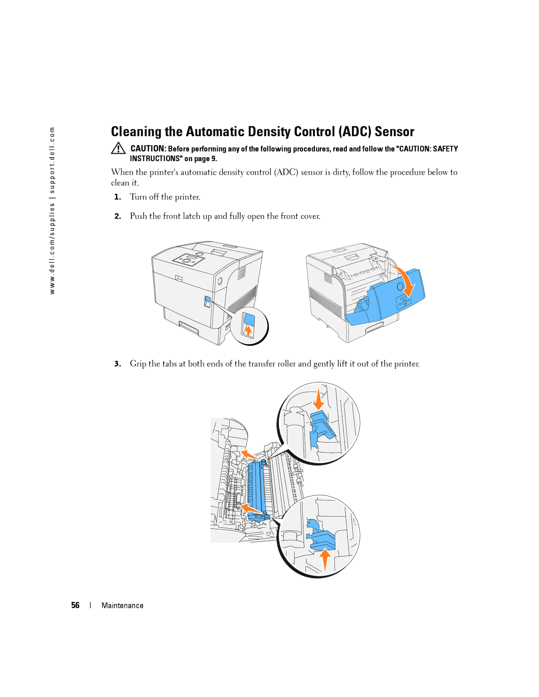 Dell 5100cn owner manual Cleaning the Automatic Density Control ADC Sensor 