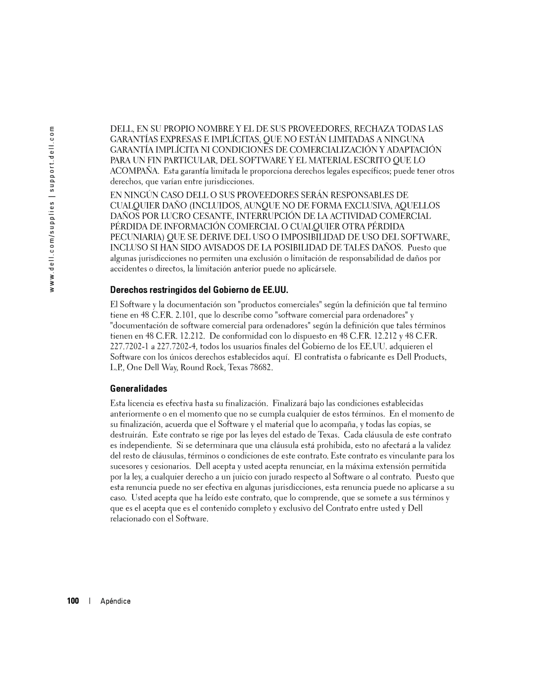 Dell 5100cn manual Derechos restringidos del Gobierno de EE.UU, Generalidades 