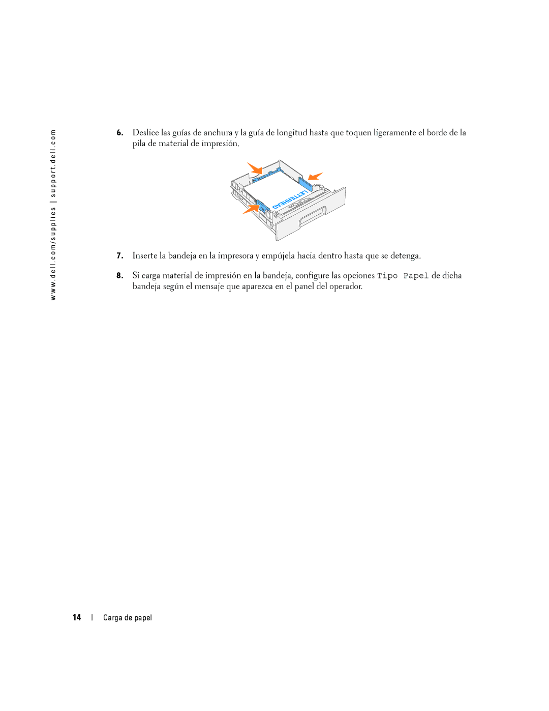 Dell 5100cn manual Carga de papel 