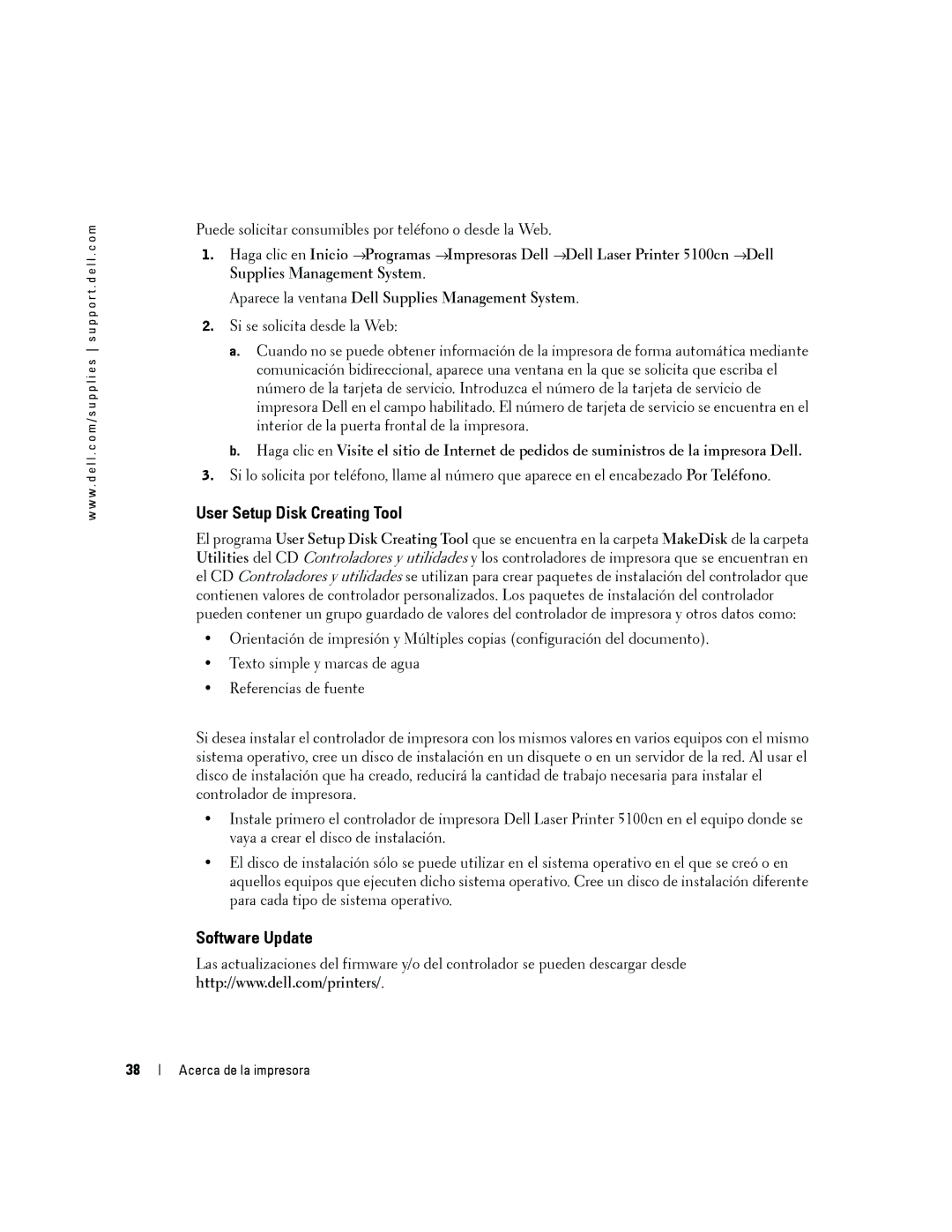 Dell 5100cn manual User Setup Disk Creating Tool, Software Update 