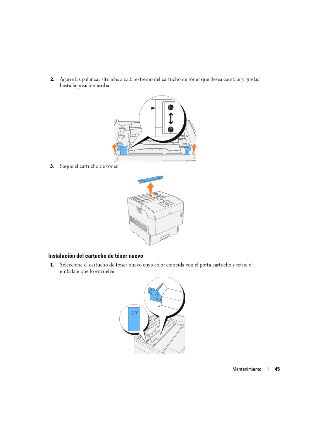 Dell 5100cn manual Instalación del cartucho de tóner nuevo 