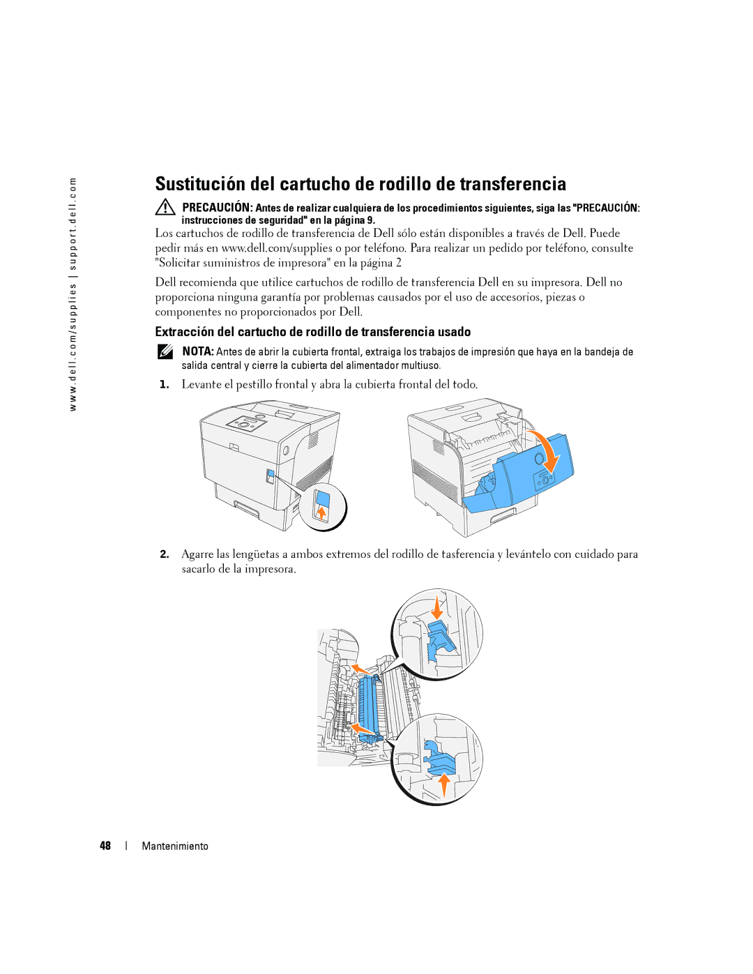 Dell 5100cn manual Sustitución del cartucho de rodillo de transferencia 