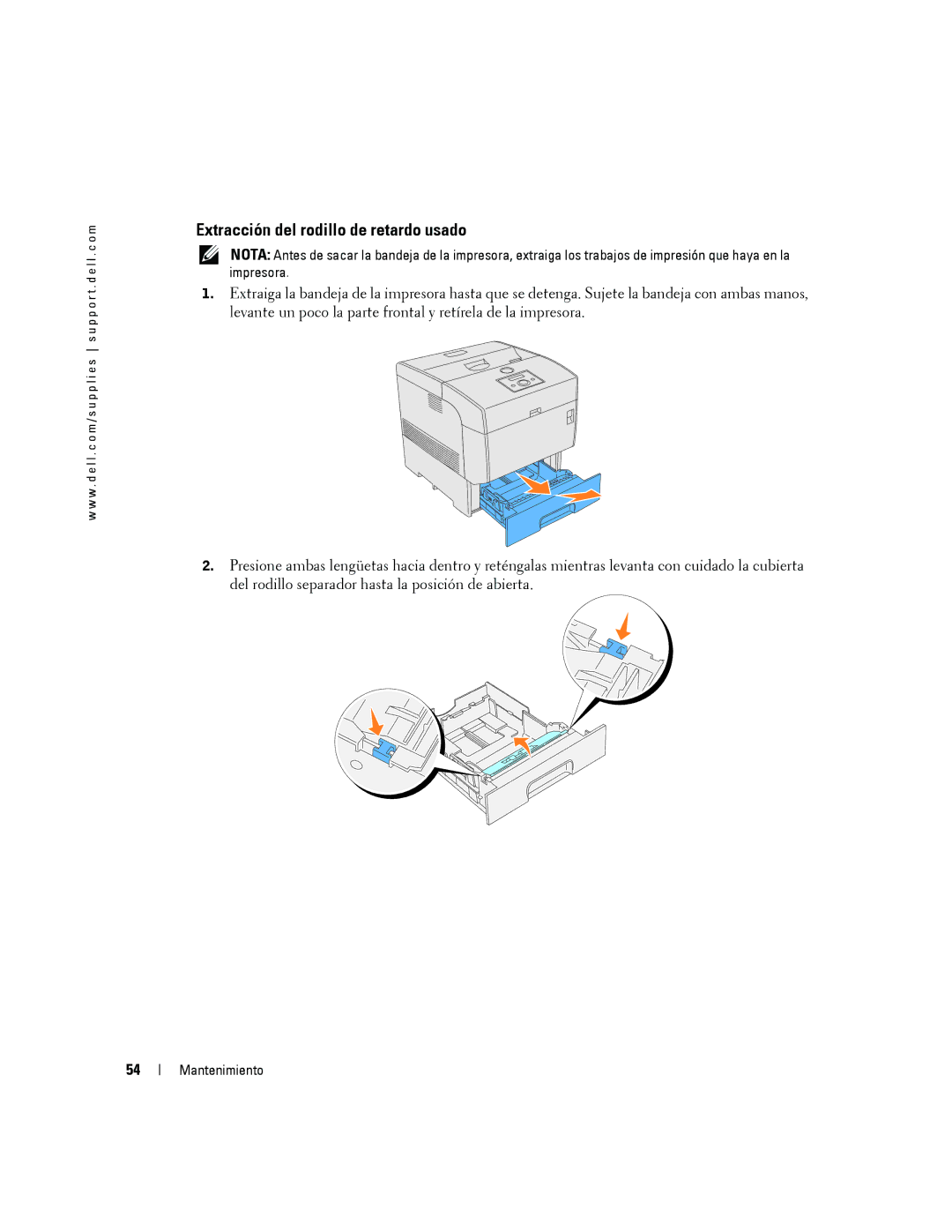 Dell 5100cn manual Extracción del rodillo de retardo usado 