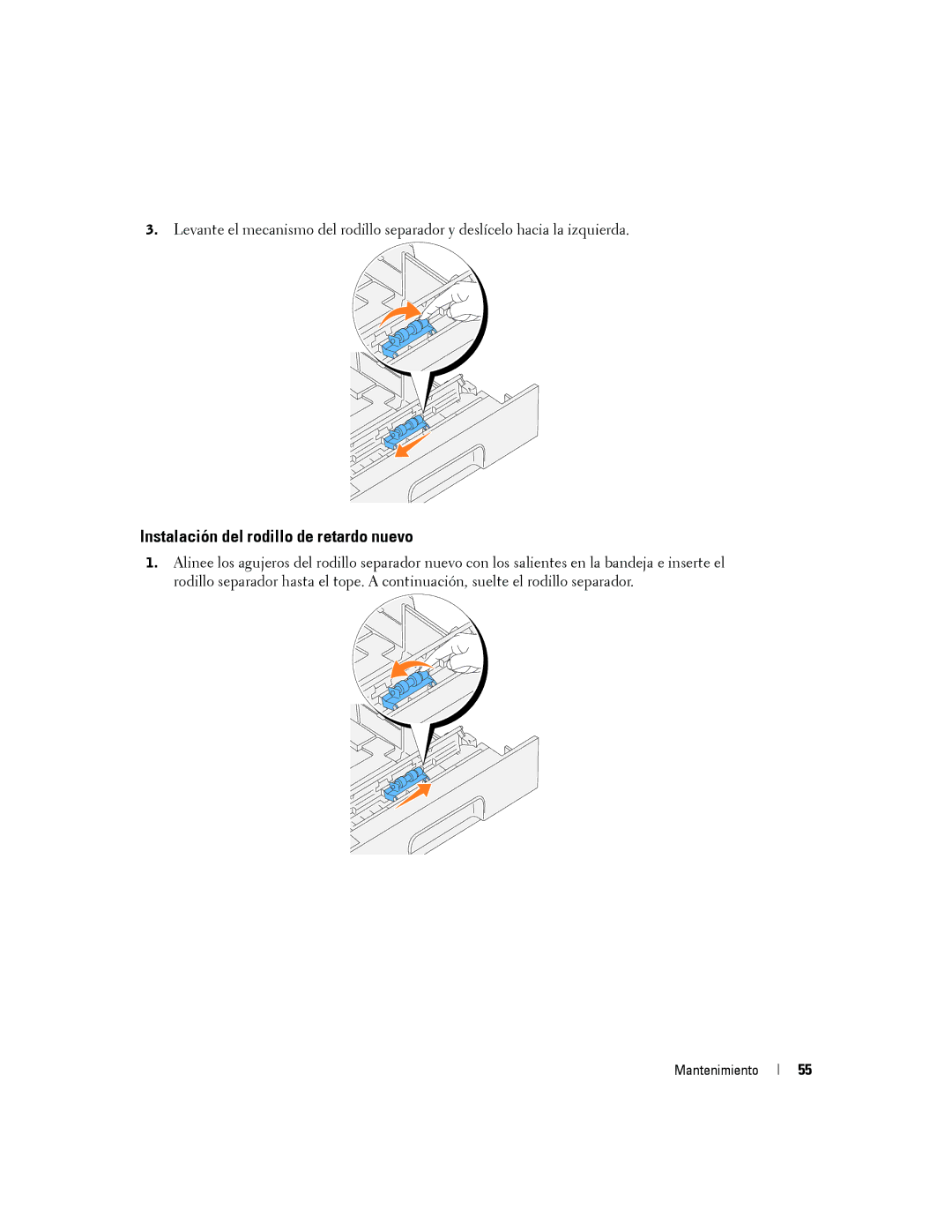 Dell 5100cn manual Instalación del rodillo de retardo nuevo 