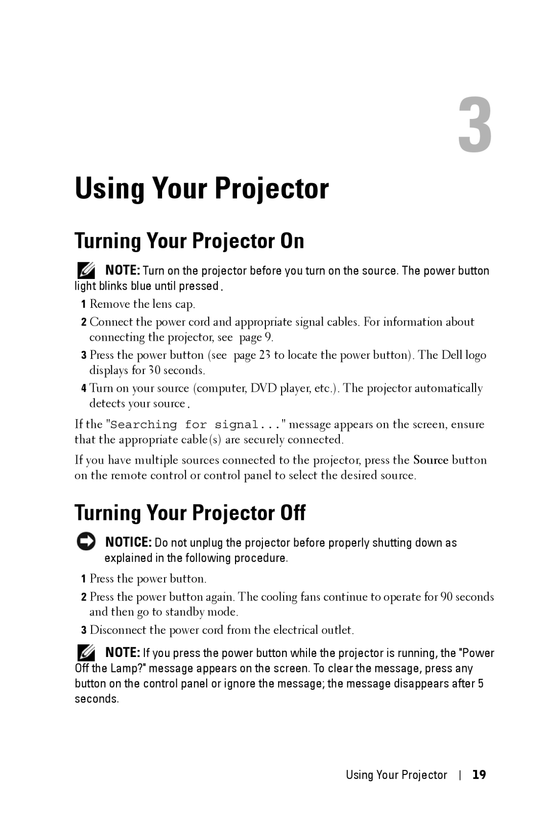 Dell 5100MP owner manual Using Your Projector 