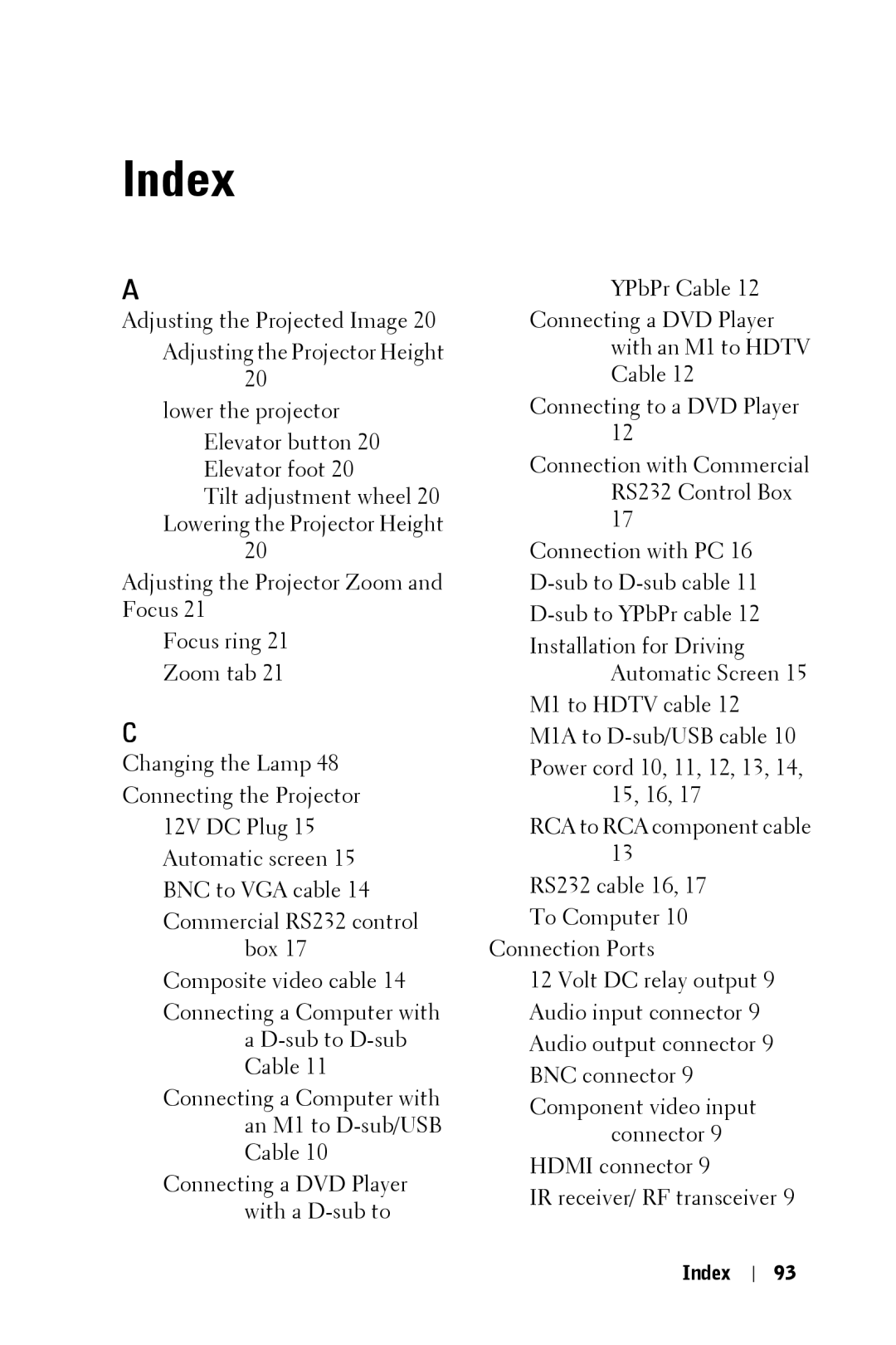 Dell 5100MP owner manual Index 