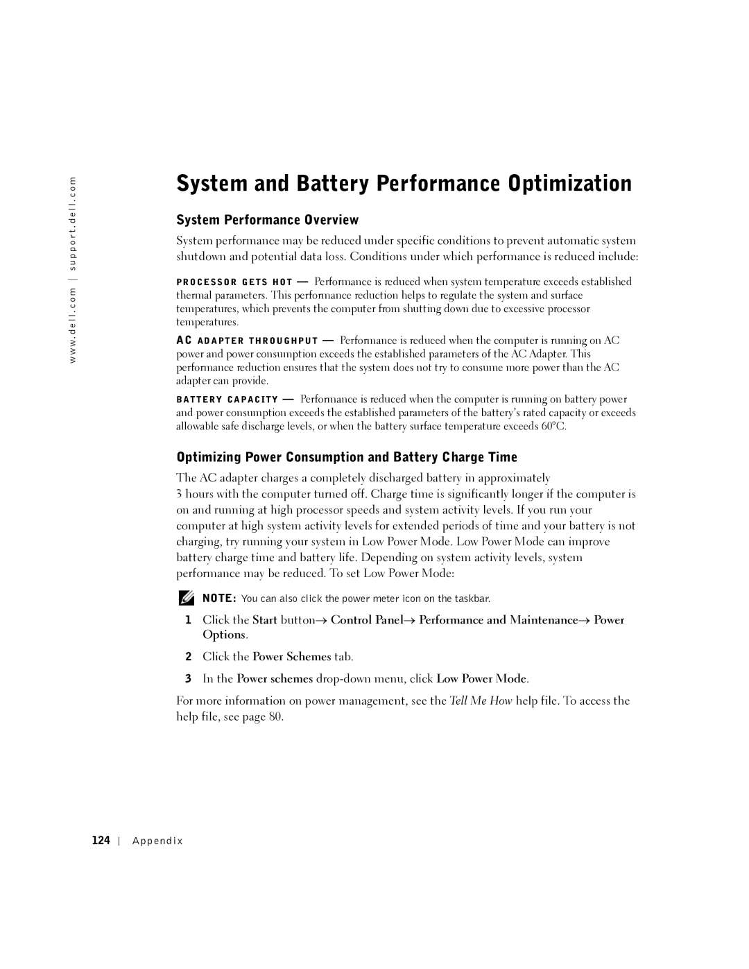 Dell 5150, 5100, PP08L, PP07L owner manual System and Battery Performance Optimization, System Performance Overview 