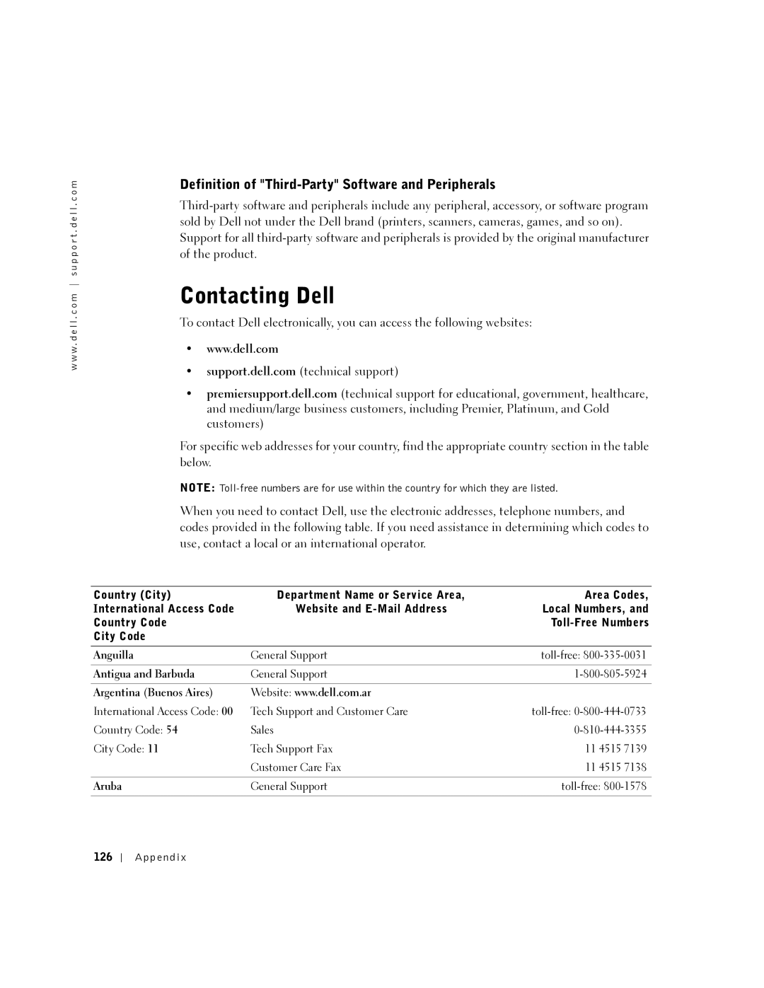 Dell PP08L, 5150, 5100, PP07L owner manual Contacting Dell, Definition of Third-Party Software and Peripherals 