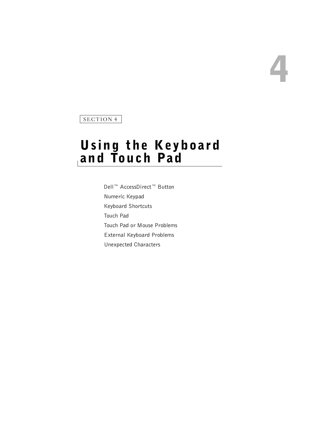 Dell PP07L, 5150, 5100, PP08L owner manual Using the Keyboard and Touch Pad 