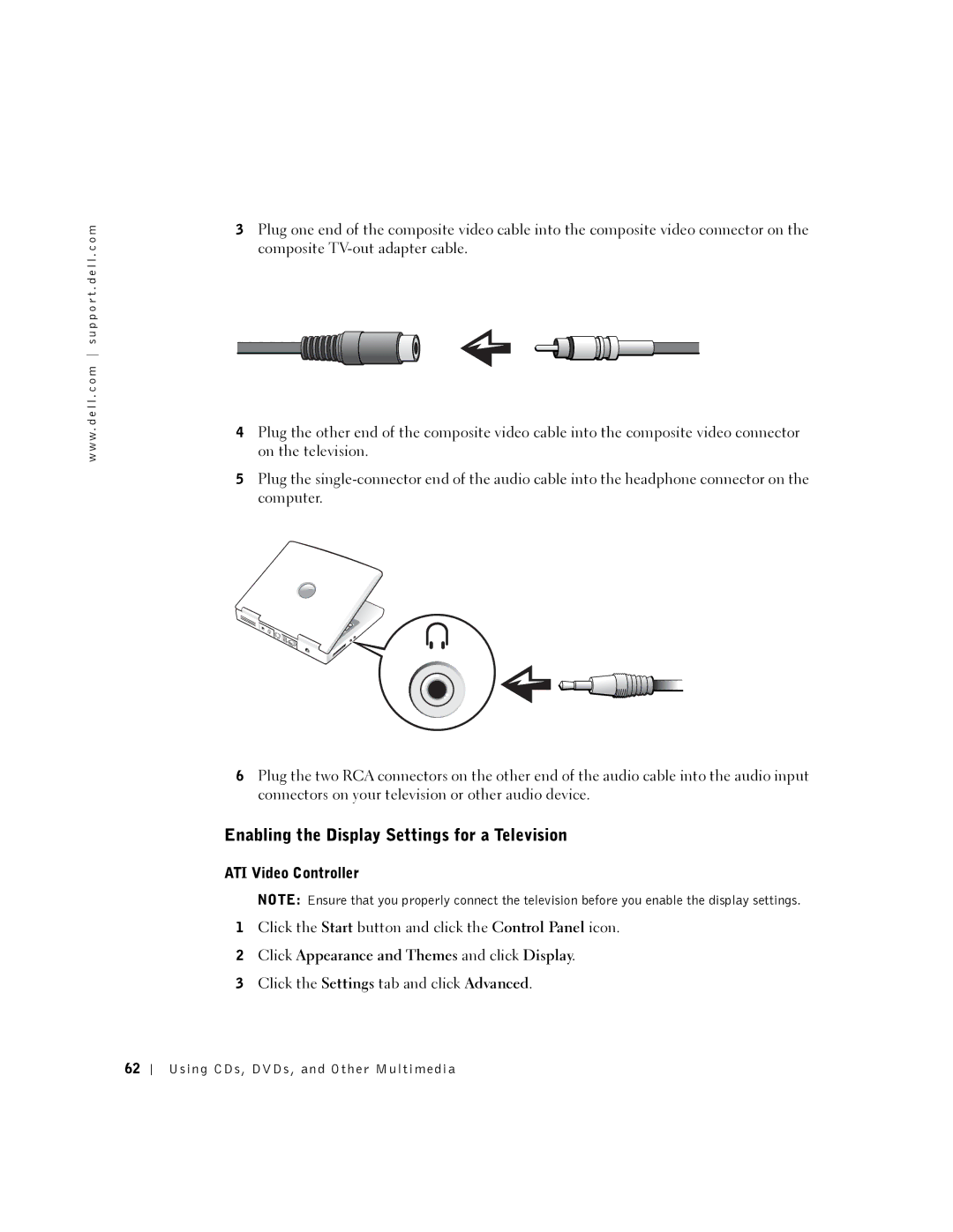 Dell PP08L, 5150, 5100, PP07L owner manual Enabling the Display Settings for a Television, ATI Video Controller 