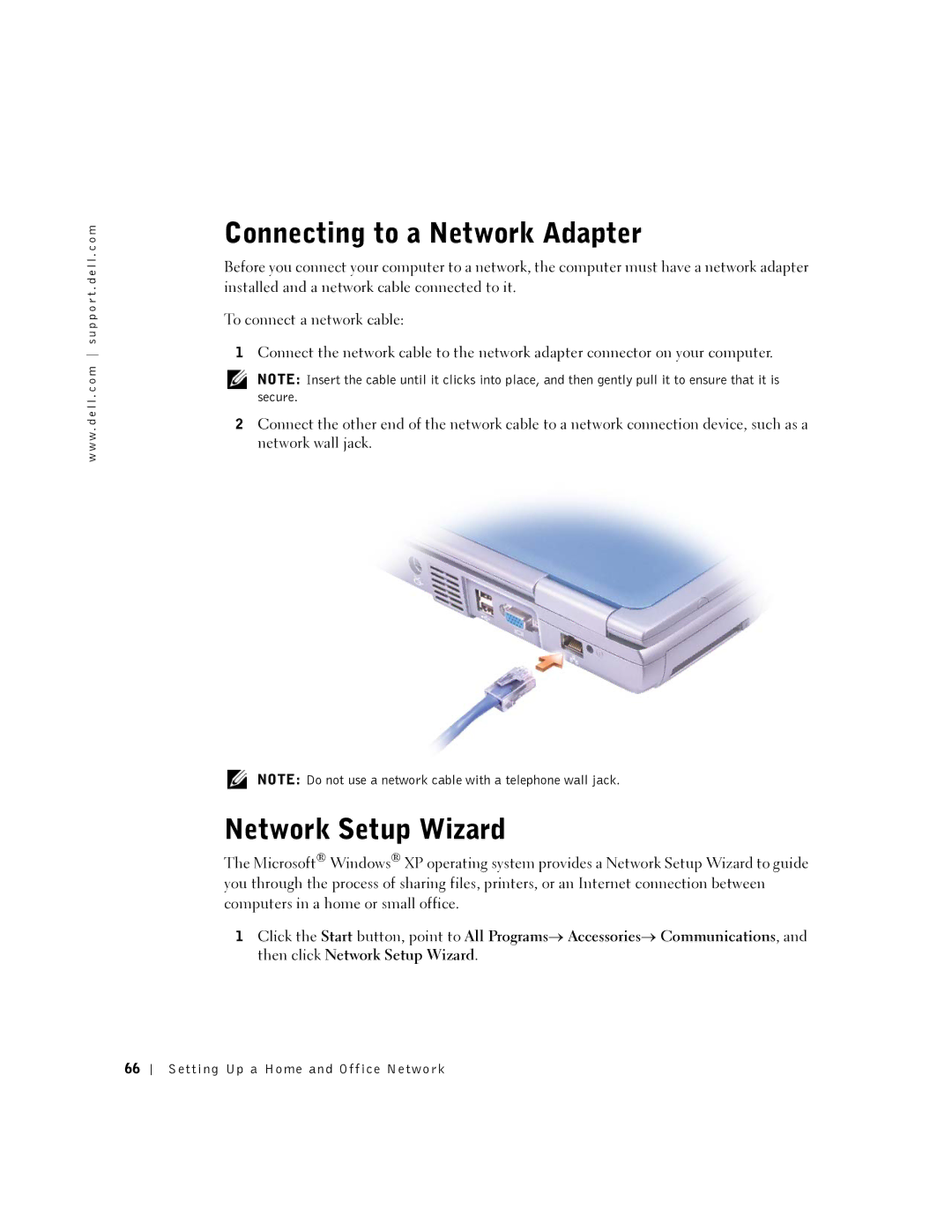 Dell PP08L, 5150, 5100, PP07L owner manual Connecting to a Network Adapter, Network Setup Wizard 