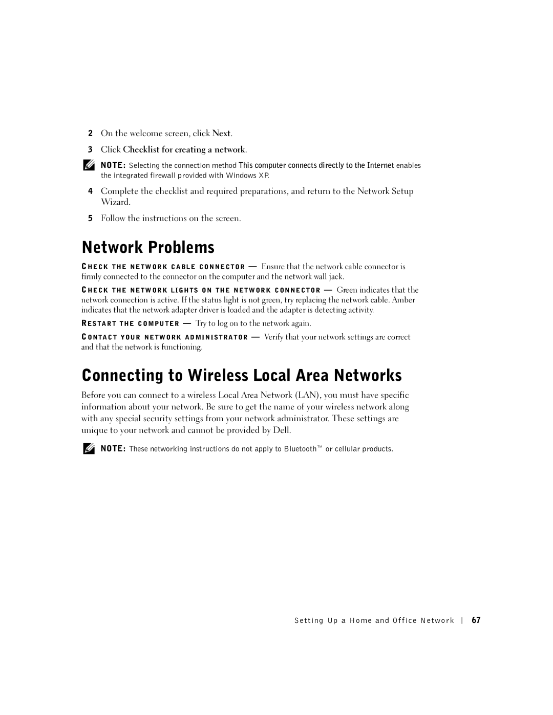 Dell PP07L, 5150, 5100, PP08L owner manual Network Problems, Connecting to Wireless Local Area Networks 