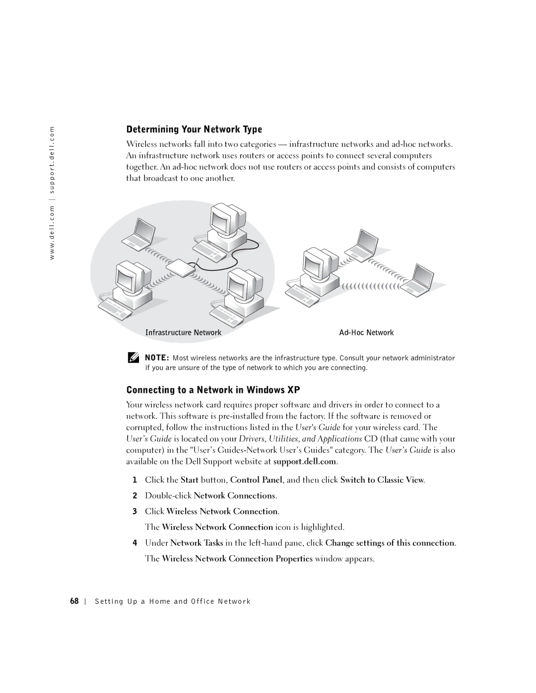 Dell 5150, 5100, PP08L, PP07L Determining Your Network Type, Connecting to a Network in Windows XP, Infrastructure Network 