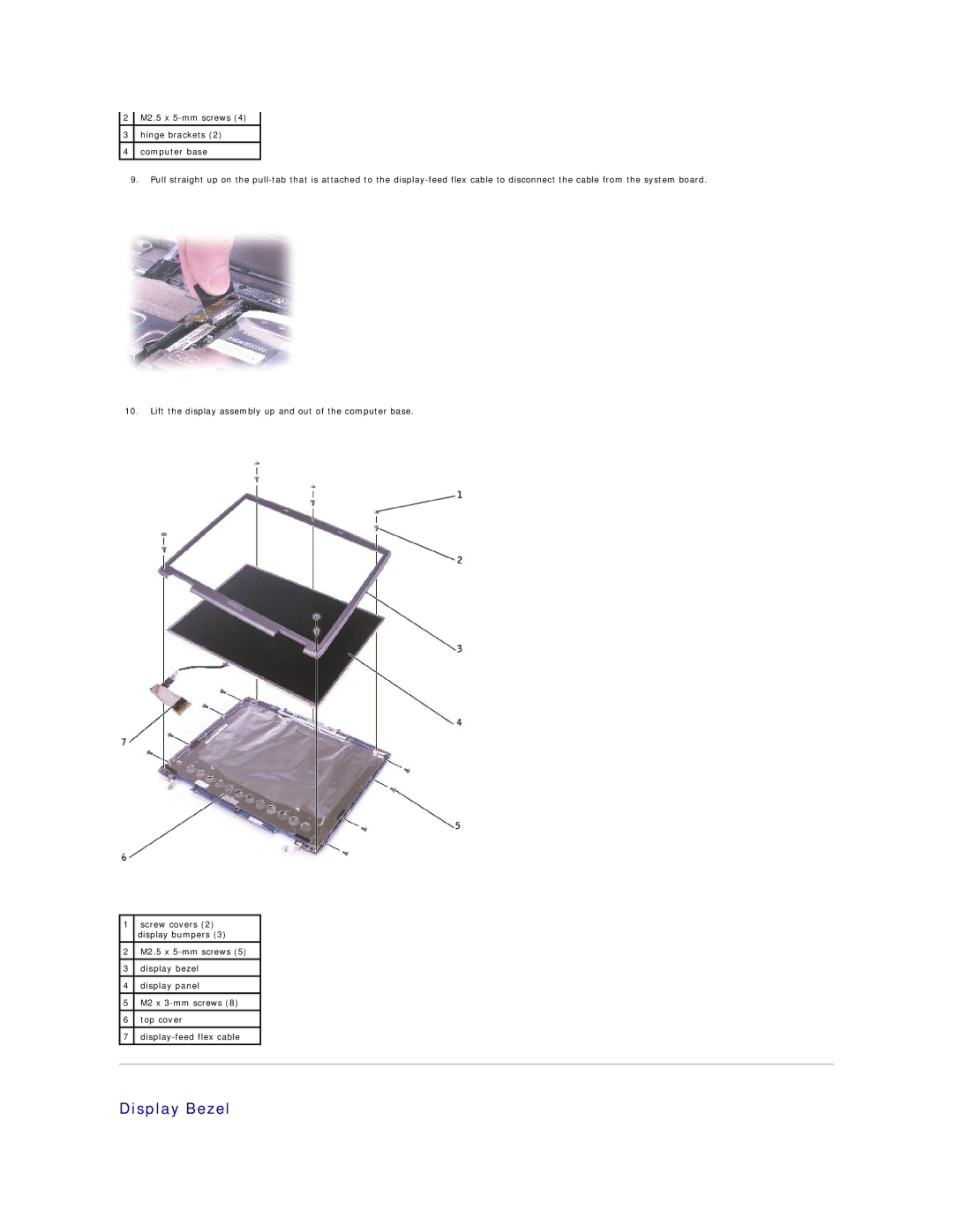 Dell 5100, 5150 manual Display Bezel 