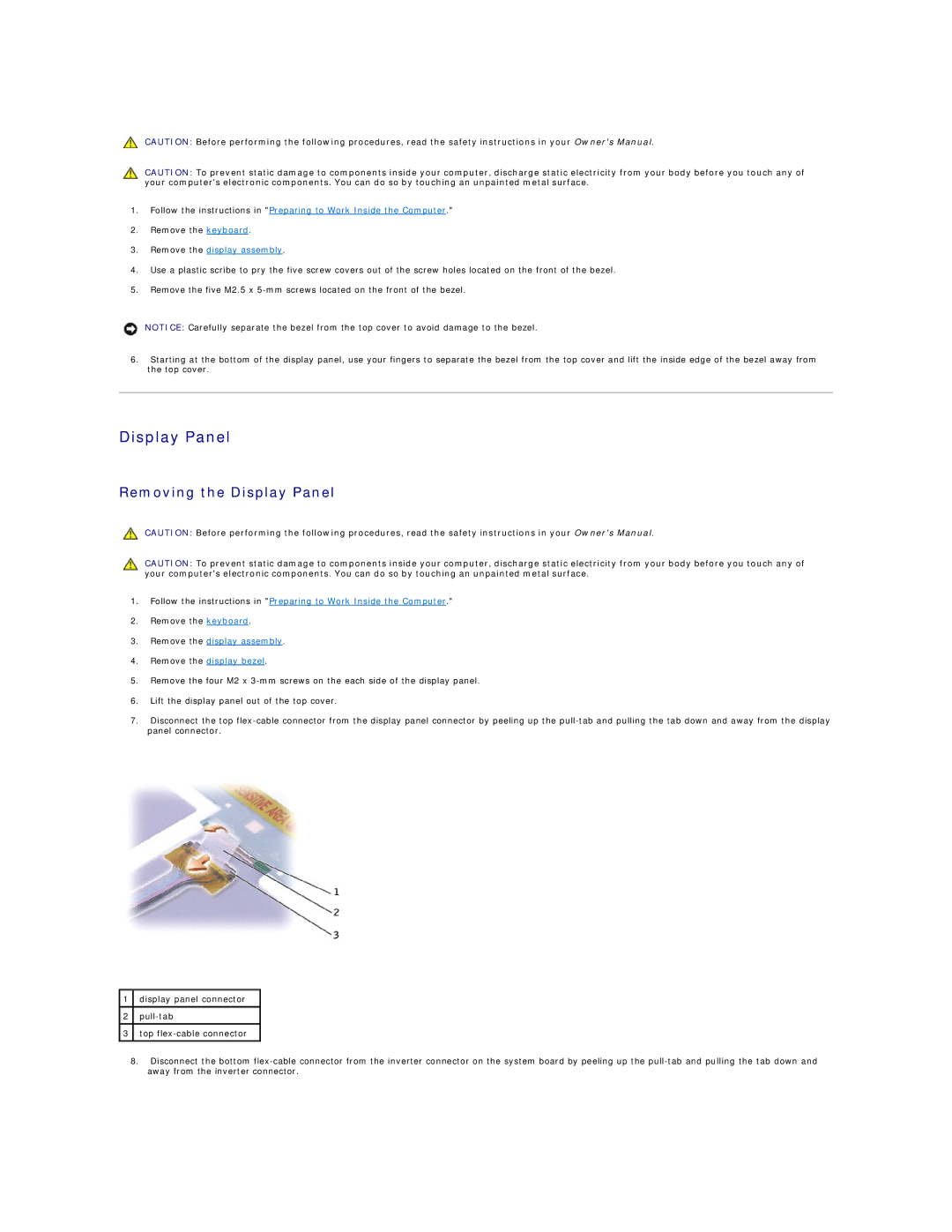 Dell 5150, 5100 manual Removing the Display Panel 