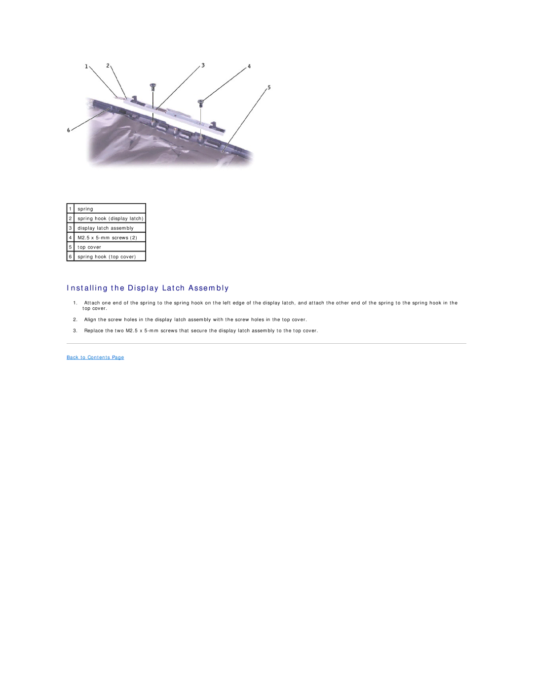 Dell 5150, 5100 manual Installing the Display Latch Assembly 