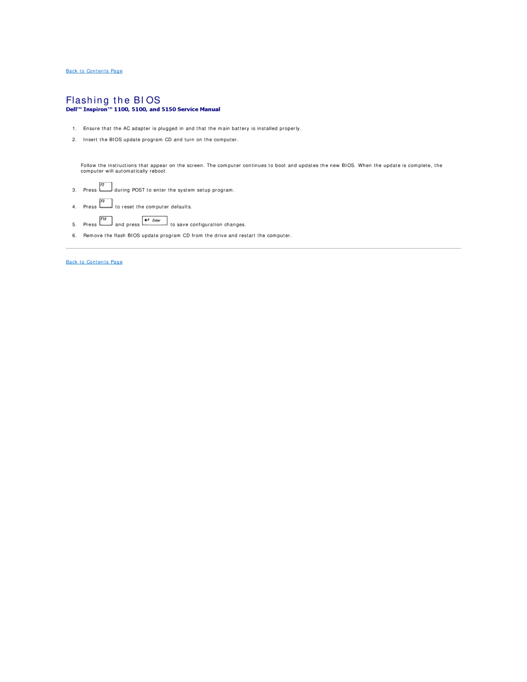 Dell 5100, 5150 manual Flashing the Bios 