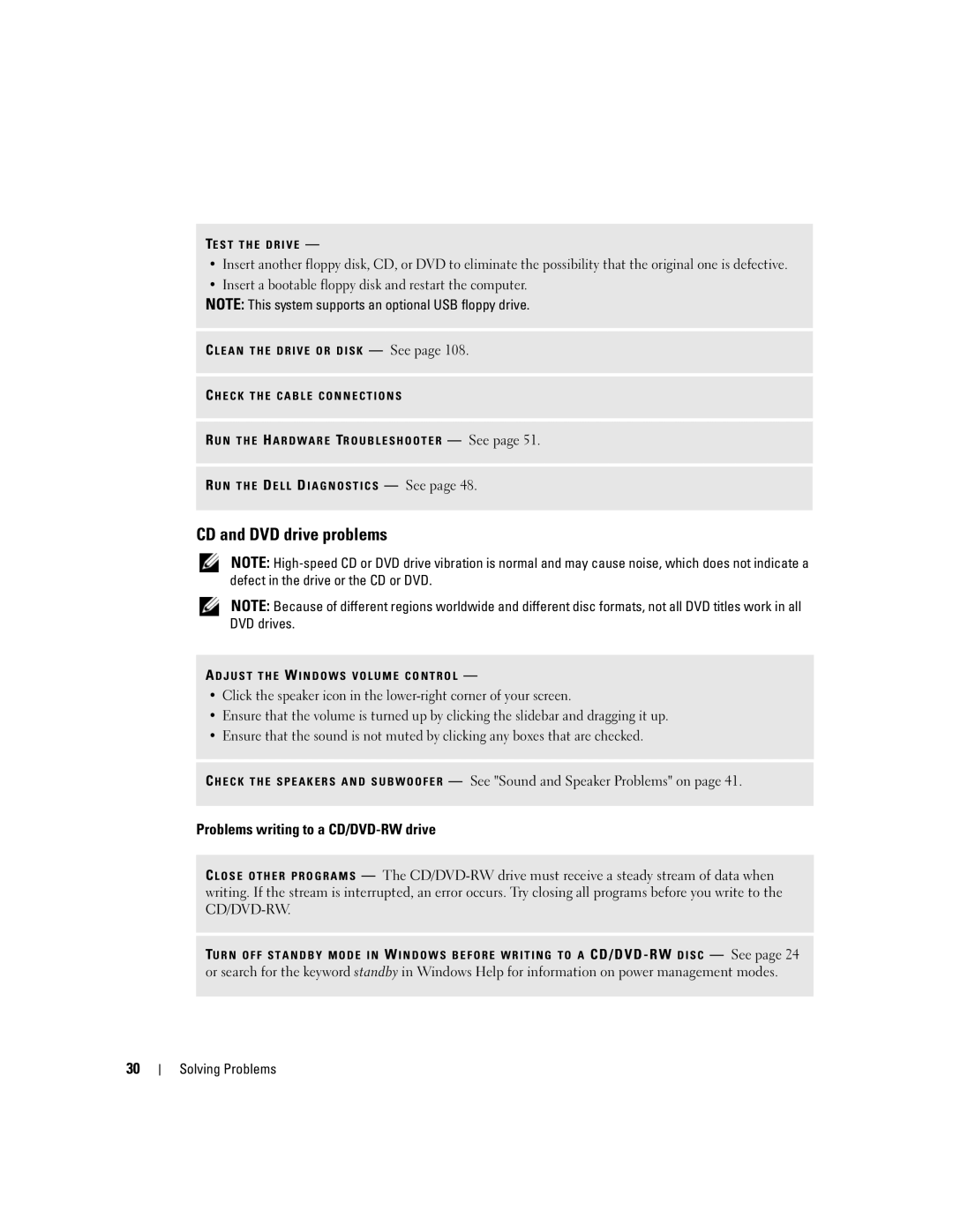 Dell 5150C owner manual CD and DVD drive problems, Problems writing to a CD/DVD-RW drive 