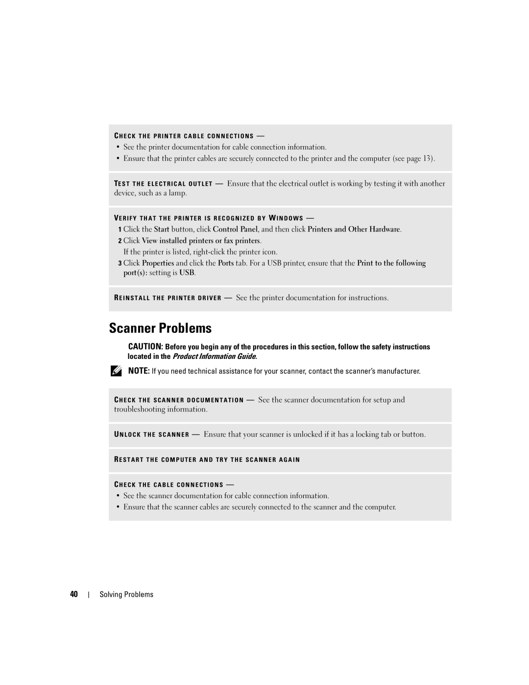 Dell 5150C owner manual Scanner Problems 