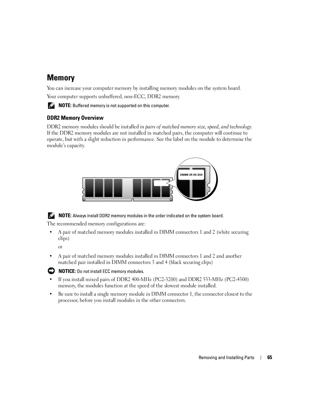 Dell 5150C owner manual DDR2 Memory Overview 