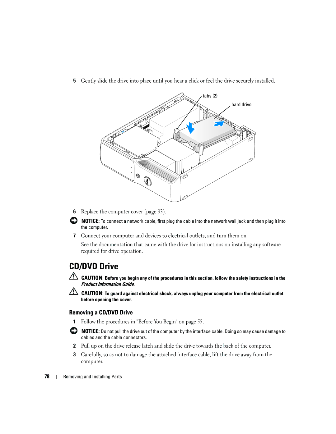 Dell 5150C owner manual Removing a CD/DVD Drive 