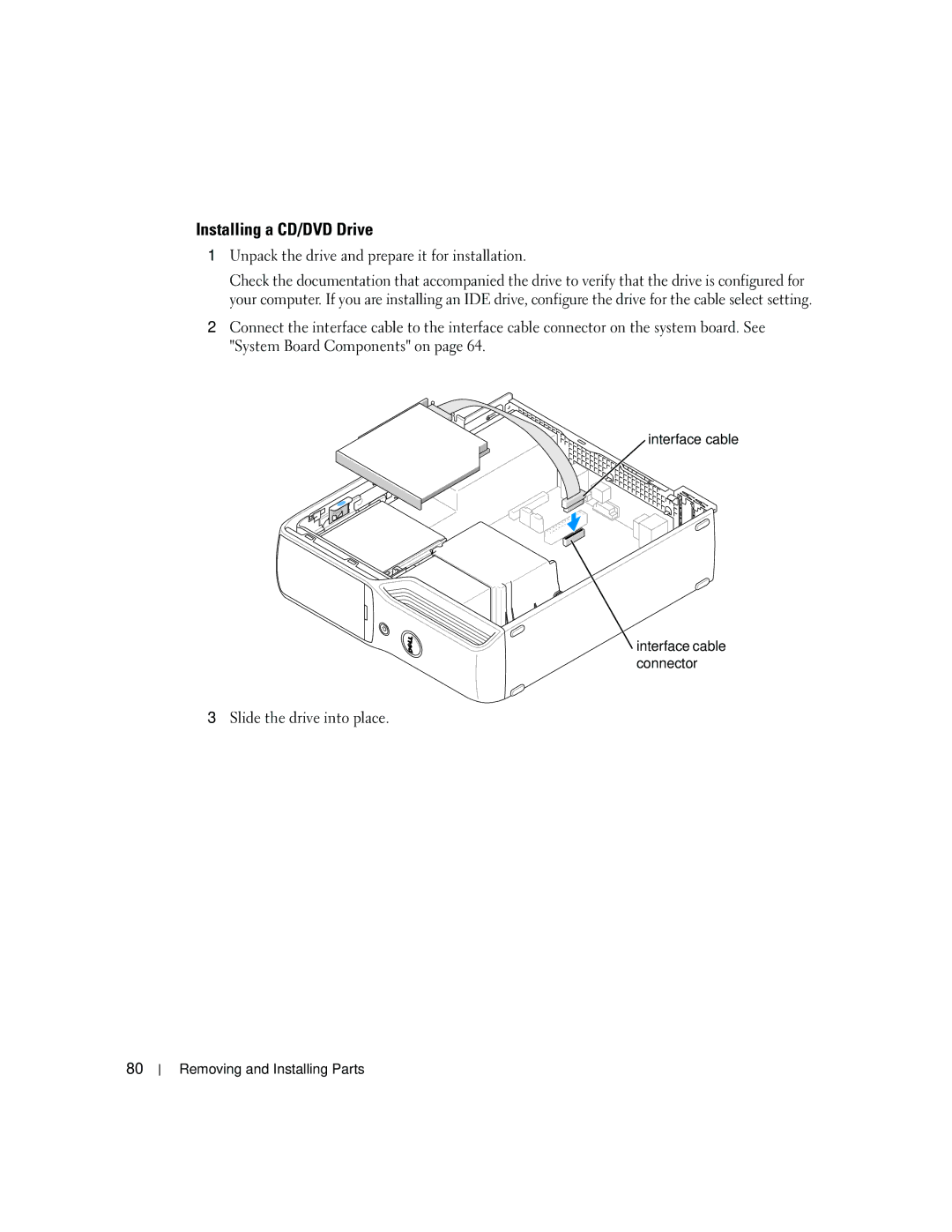 Dell 5150C owner manual Installing a CD/DVD Drive, Unpack the drive and prepare it for installation 