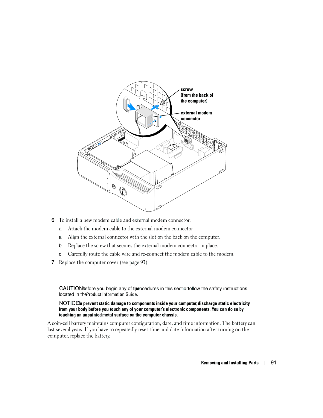 Dell 5150C owner manual Battery, Screw 