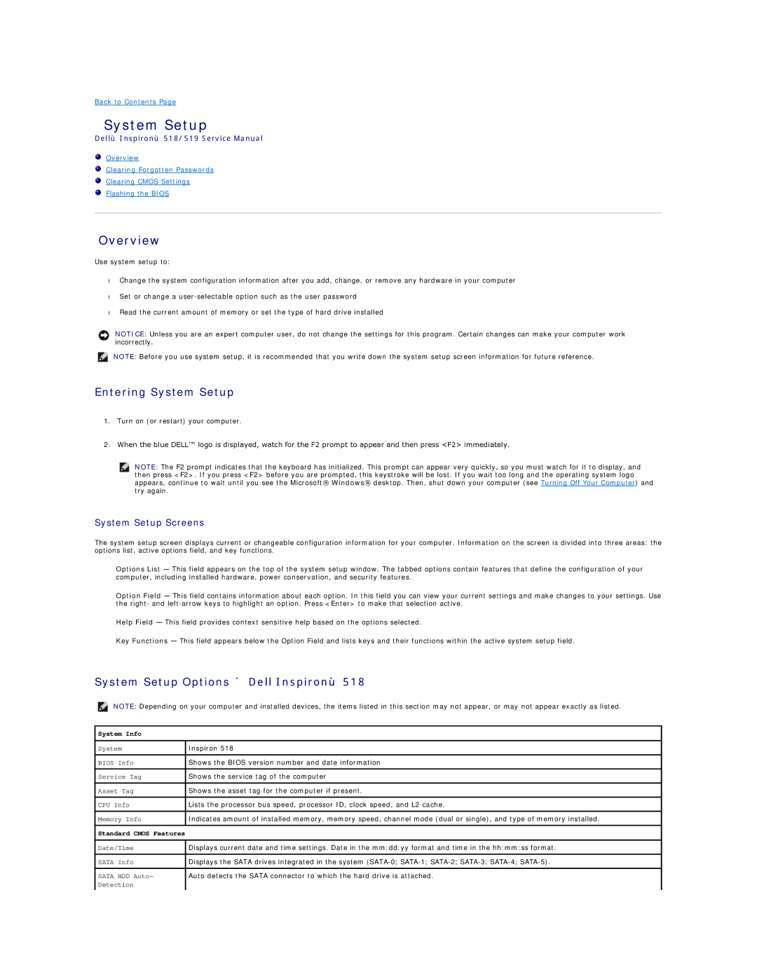 Dell 518 manual System Setup, Overview 