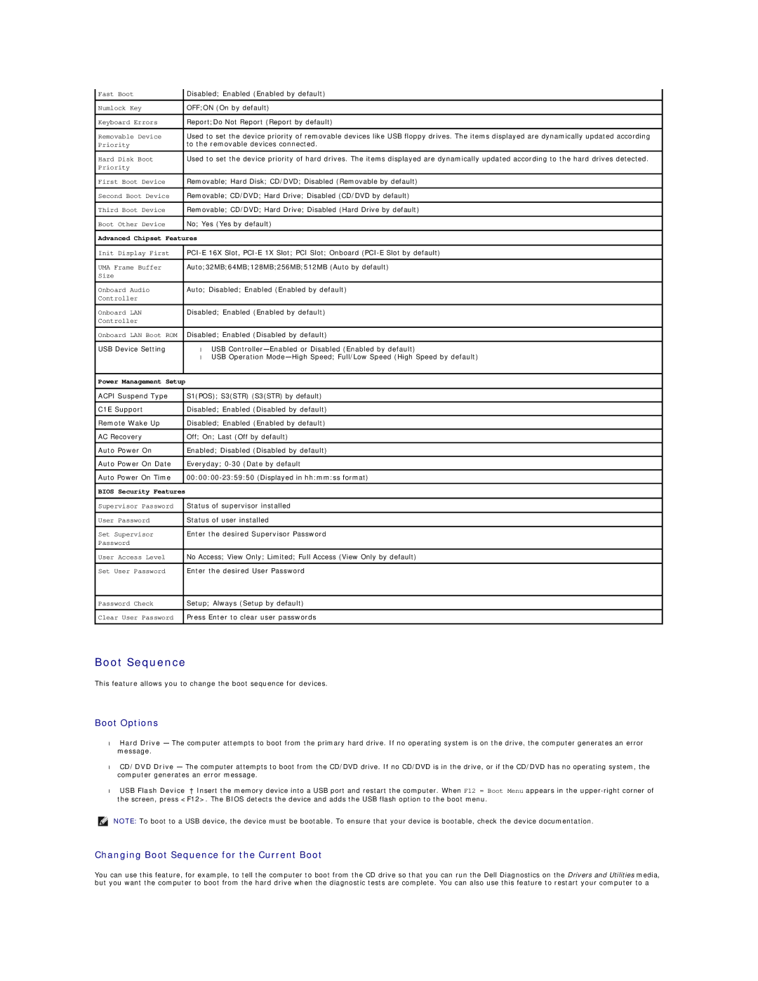 Dell 518 manual Boot Sequence 