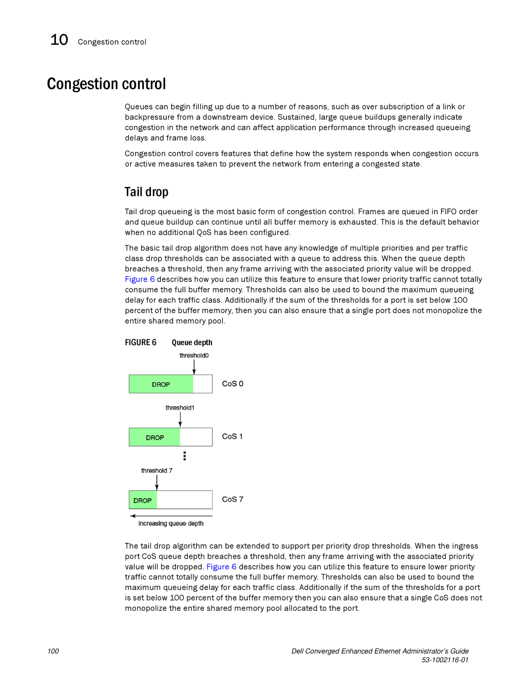 Dell 53-1002116-01 manual Congestion control, Tail drop 