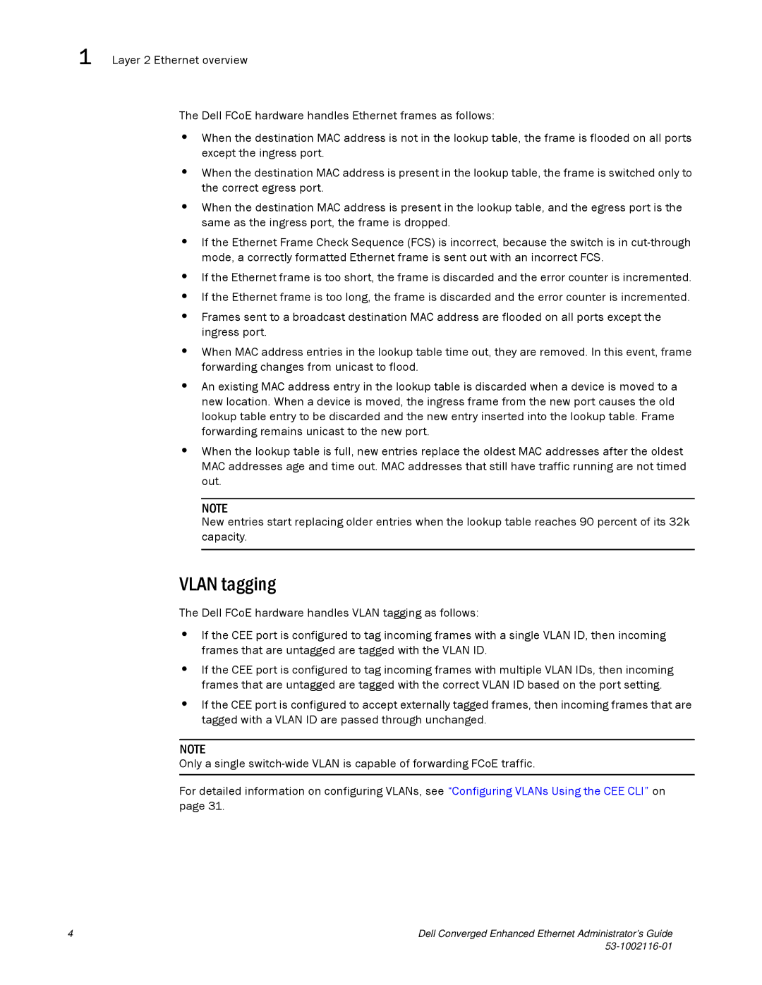 Dell 53-1002116-01 manual Vlan tagging 