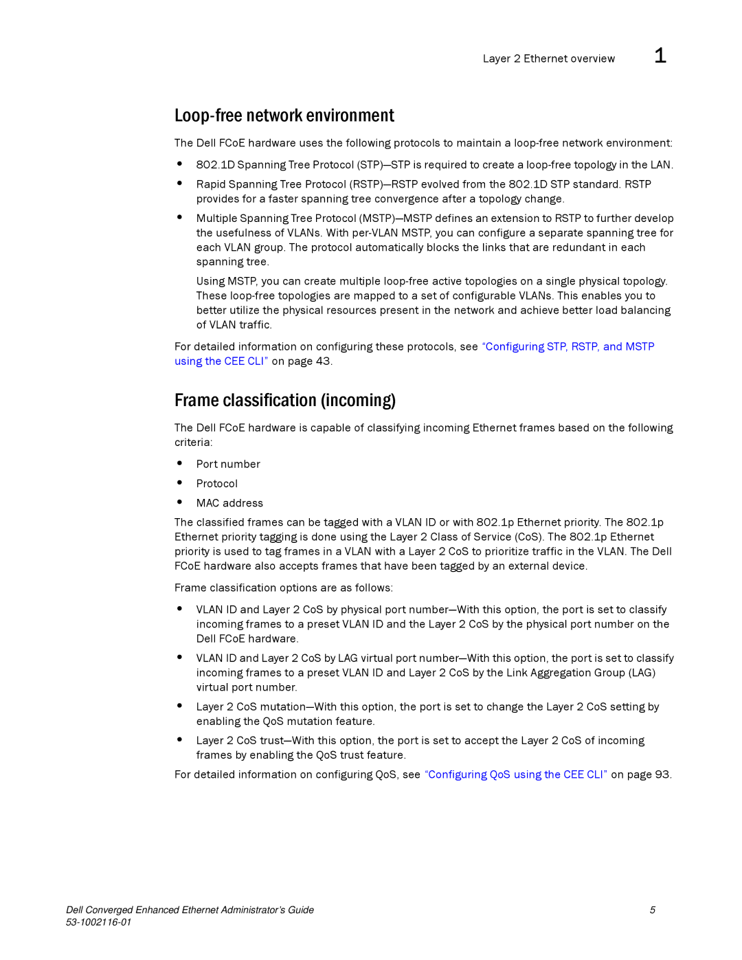 Dell 53-1002116-01 manual Loop-free network environment, Frame classification incoming 