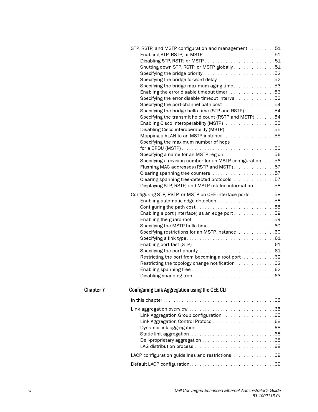 Dell 53-1002116-01 manual Chapter Configuring Link Aggregation using the CEE CLI 