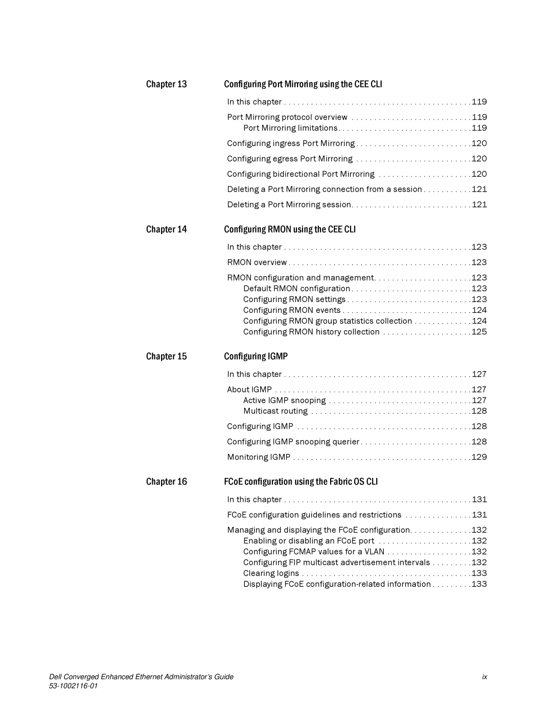 Dell 53-1002116-01 manual Chapter Configuring Port Mirroring using the CEE CLI 