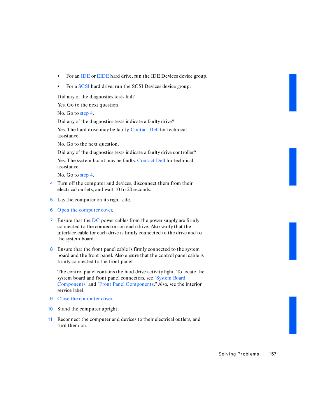 Dell 530 manual Open the computer cover, Solving Problems 157 