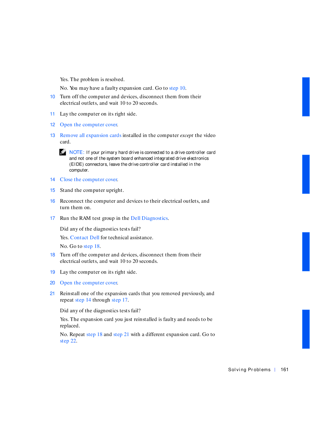 Dell 530 manual Solving Problems 161 