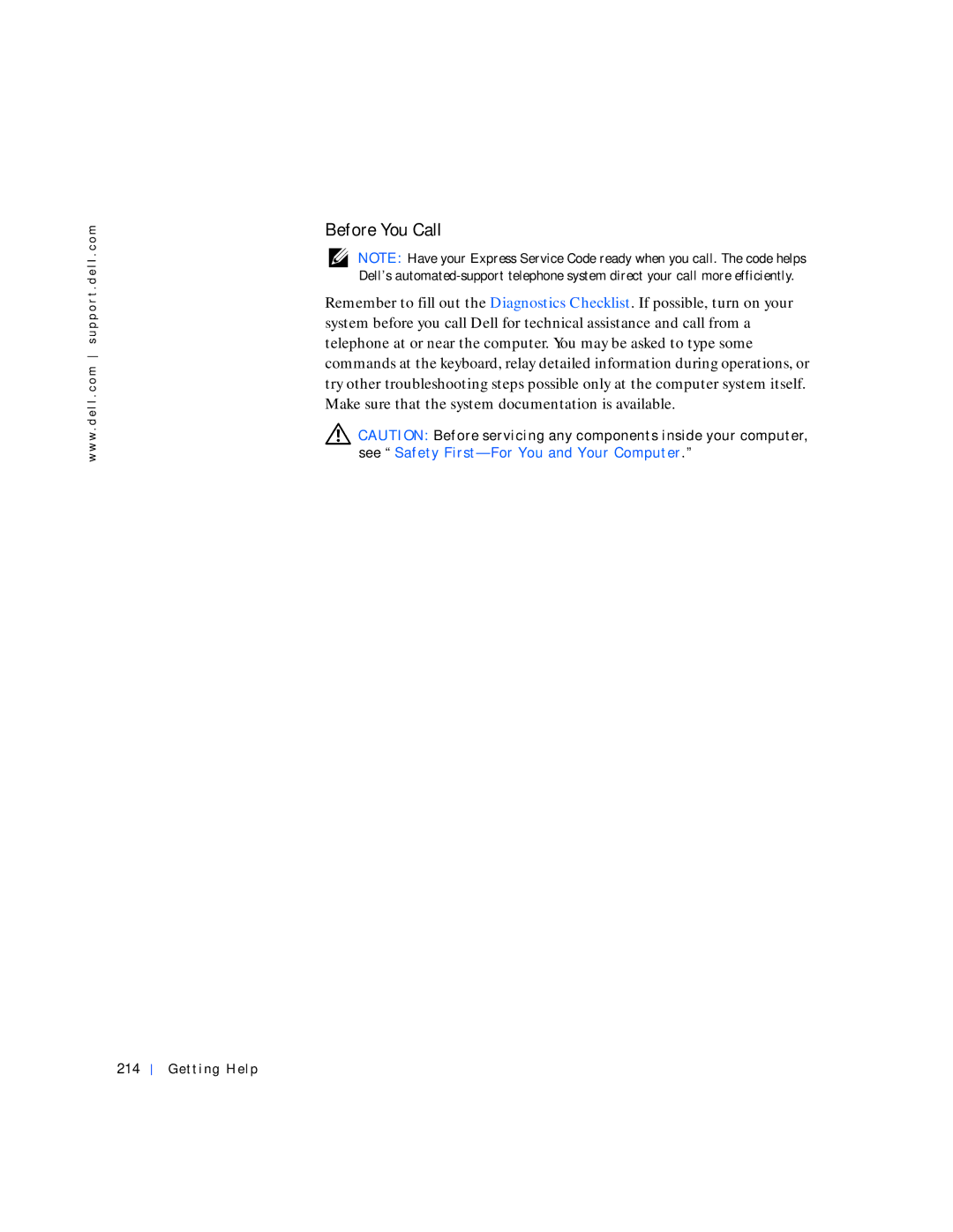 Dell 530 manual Before You Call, Getting Help 