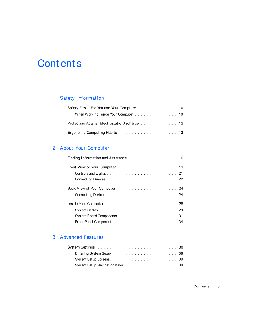 Dell 530 manual Contents 