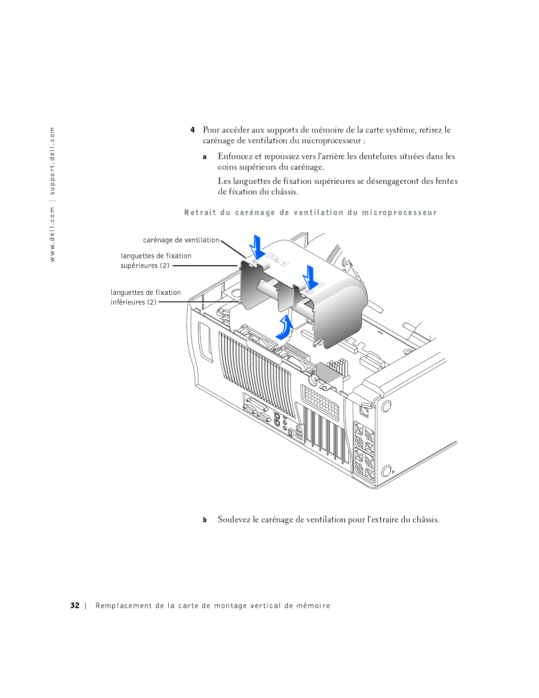 Dell 530 manual Carénage de ventilation 