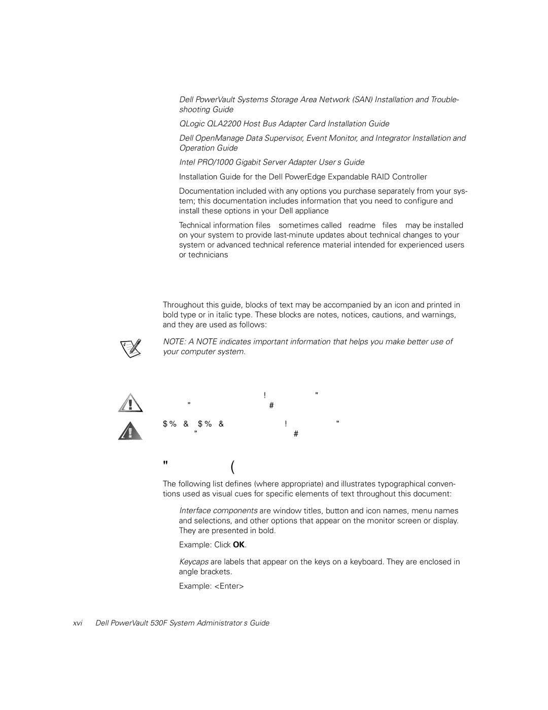 Dell manual Xvi Dell PowerVault 530F System Administrator’s Guide 