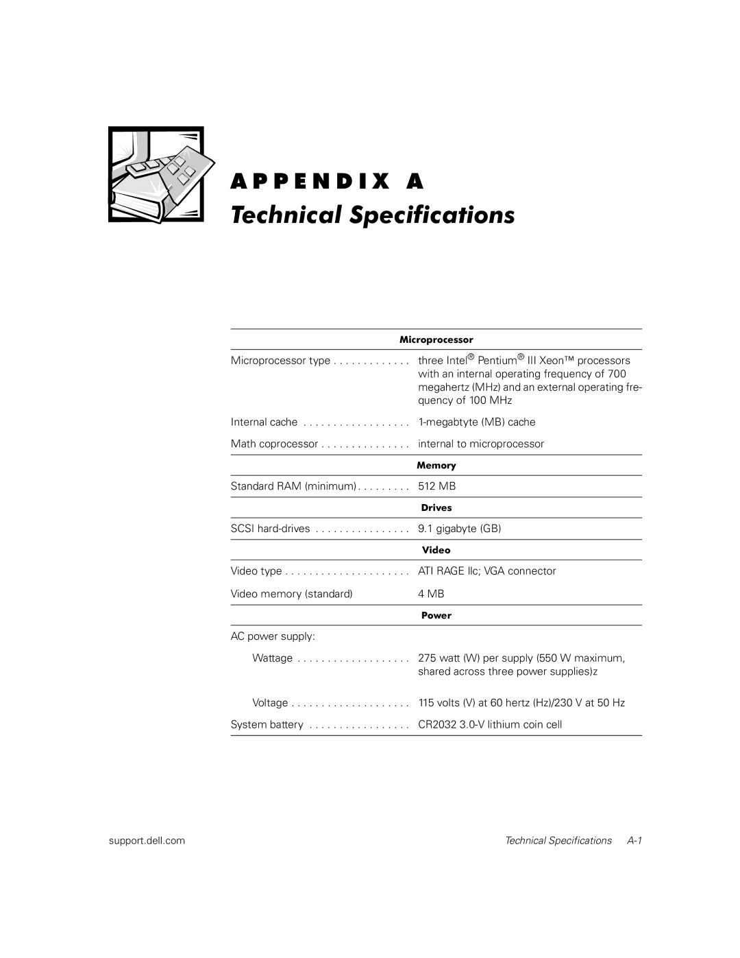 Dell 530F manual Technical Specifications 